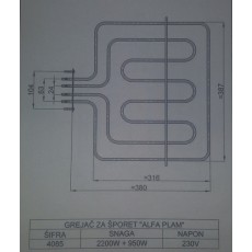 Grejač za šporet ALFA PLAM 2200W+950W