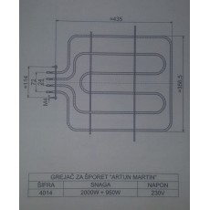 Grejač za šporet ARTUN MARTIN 2000W+950W