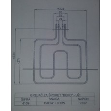 Grejač za šporet BEKO 1500+800 W uži