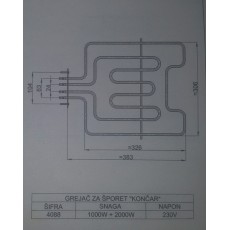 Grejač za šporet KONČAR 2000W+1000W N.T. uži