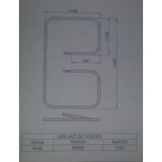 Grejač za TOSTER   900W  115V.