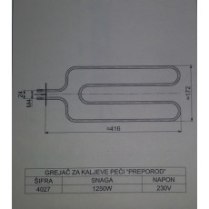Grejač za kaljave peći PREPOROD 1250 W