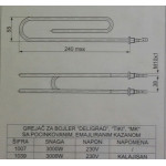 Grejač bojlera 3000W spiralni za prohromske kazane