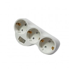 Trostruki monofazni adapter 3x16A sa prekidačem beli